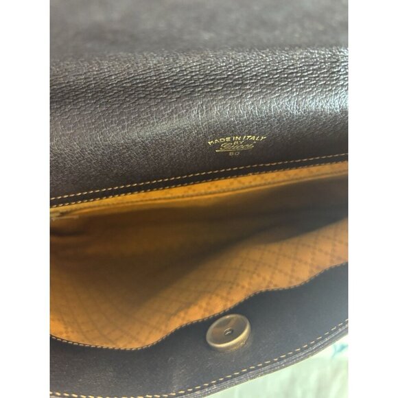 Vtg GUCCI Shoulder Bag Sherry Line GG Canvas Brown Leather Unisex - Picture 3 of 8